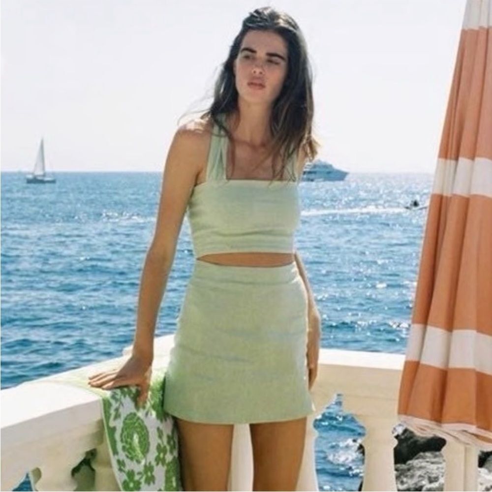 With Jean Lucille green halter top‎ M